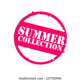 Retro round pink rubber stamp "Summer collection" vector