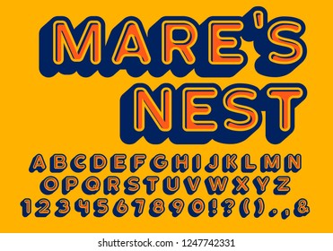 Retro rounded letters in 3d style with inside and outside shadows. 3d vintage alphabet, rounded sans-serif font