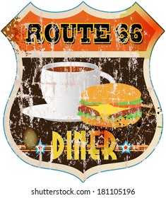 retro route sixty six diner sign