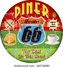 retro route sixty six diner sign