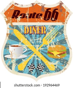 retro route sixty six diner sign