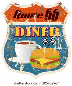 retro route sixty six diner sign