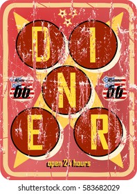 retro route sixty six diner sign, vector illustration