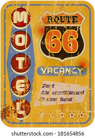 Retro Route Sixty Six Motel Sign