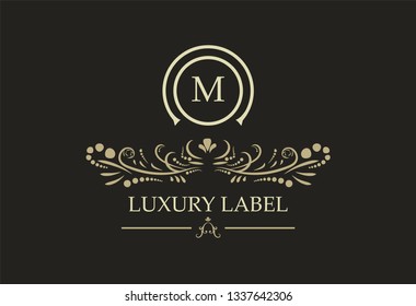 Retro Royal Vintage Shield Logotype. Vector calligraphyc Luxury logo design elements. Business signs, logos, identity, spa, hotels, badges elements