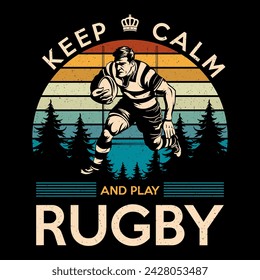 Retro Rugby Player tshirt Design Vector