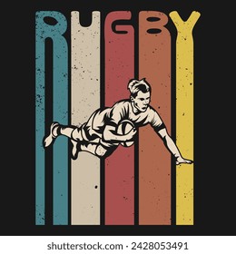 Retro Rugby tshirt Design Vector