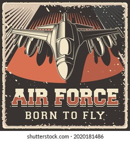 Retro rustic grunge Vintage Air Force military army plane Poster Sign