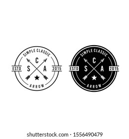 Retro Rustic Hipster Stamp with Crossed Arrow logo design