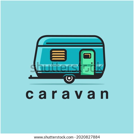 retro rv trailer camper vector illustration isolated