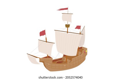 Retro sail ship vector isolated on white background. EPS10.