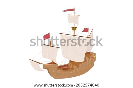 Retro sail ship vector isolated on white background. EPS10.