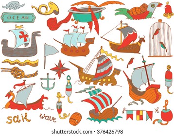 Retro Sail Ships Set