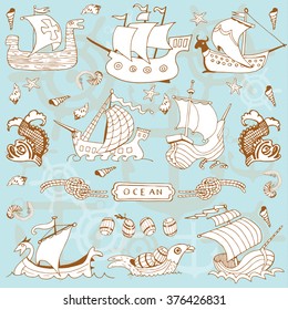 Retro Sail Ships Set
