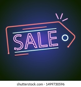 Retro sale neon sign isolated on background. Vector illustration. Eps 10.