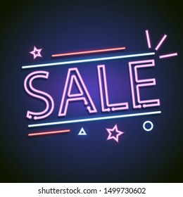 Retro sale neon sign isolated on background. Vector illustration. Eps 10.