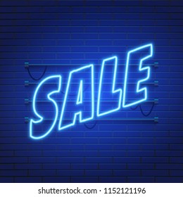 Retro sale neon sign. Las Vegas concept. Vector illustration.