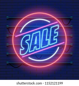 Retro sale neon sign. Las Vegas concept. Vector illustration.