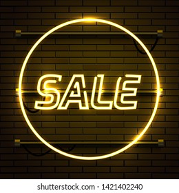 Retro sale neon sign. Las Vegas concept. Vector illustration.