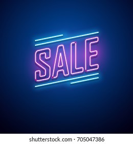 Retro sale neon sign. Vector illustration.
