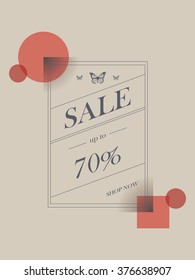 Retro sale poster or banner with vintage style typography and graphic design for discounts promotion. Eps10 vector illustration.