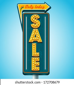 Retro sale signboard. Vector