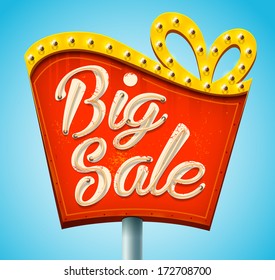 Retro sale signboard. Vector