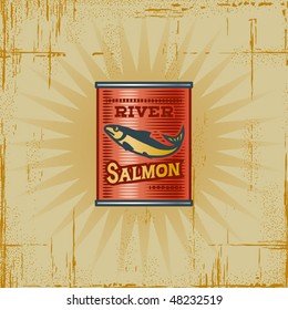 Retro Salmon Can. Vector