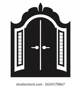 Retro saloon door icon vector on white background.