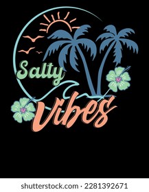 Retro Salty Vibes Summer Vibes Beach T-shirt Design svg