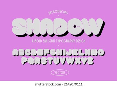 diseño de tipografía retro san serif con vector de sombra, ilustración