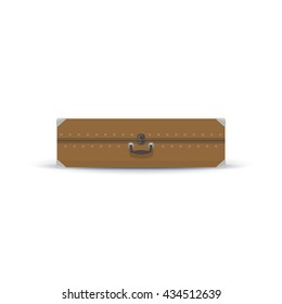 Retro Sand Color Suitcase Isolated on White, a Luggage Bag for Traveling,  Vintage Travel Bag, Vector Illustration