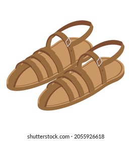 Retro sandals icon. Isometric of retro sandals vector icon for web design isolated on white background