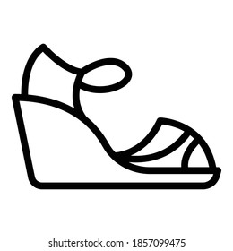 Retro-Sandalen-Symbol. Umrisssandalen, Vektorsymbol für Webdesign einzeln auf weißem Hintergrund