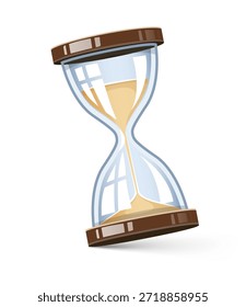 Temporizador de reloj de arena de vidrio de arena retro. Dispositivo de medición de tiempo objeto de herramienta de reloj de arena. Ilustración vectorial aislada sobre fondo blanco.