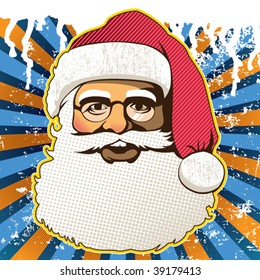 Retro santa claus face. Vector illustration.