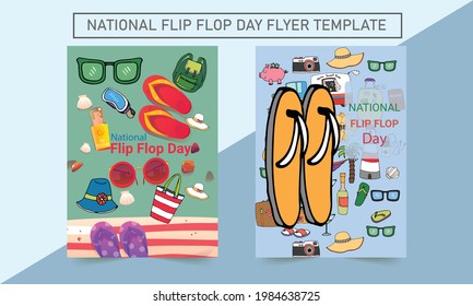 Retro sash Australia Day Flyer, Poster, Banner in vector format. Flip Flop Day Flyer Template Design.