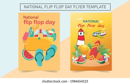 Retro sash Australia Day flyer, banner, poster in vector illustration. National Flip Flop Day Flyer Template.