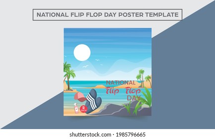 Retro sash Australia Day flyer, banner, poster in vector illustration. National Flip Flop Day Flyer Template. Flip Flop Day.