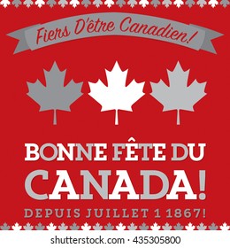 Retro sash Canada Day maple leaf card in vector format.Translation (top to bottom)   "Proud to be Canadian!" "Happy Canada Day" "Since July 1 1867!"