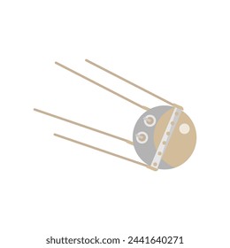 Retro satellite, Sputnik space ship for space discovery, Solar system research vector illustration