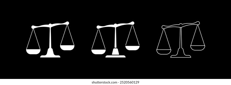 Retro scales for weighing, vector icon set.