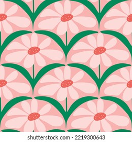 retro scallop half circle geometer vector seamless Pattern 