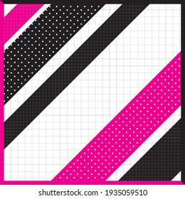 retro scarf pattern with black and pink color combination