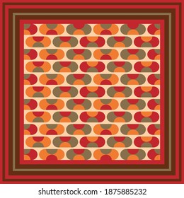 Retro scarf pattern design. Silk scarves motif on red color