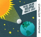 retro science illustration of the solar eclipse with starry night background. Web banner, card, poster or t-shirt design. 