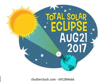 retro science illustration of the solar eclipse with starry night background. Web banner, card, poster or t-shirt design. vector illustration.