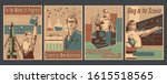 Retro Scientific Posters Stylization, Vintage Technologies, Aerospace, Chemistry, Engineering, Old Computers, Scientists