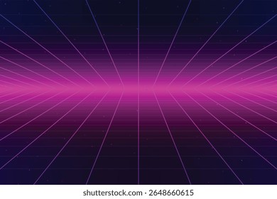 Retro sci-fi background. 80s futuristic grid. Digital cyber texture. Perfect for 80s style design. 3D illustration.