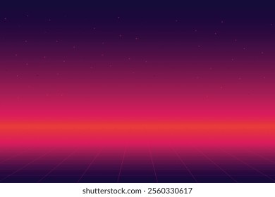 Retro Sci-Fi Background Futuristic landscape of the 80s. Digital Cyber Surface. design in the style of the 1980's